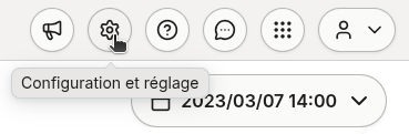 Bouton d'action 'Configuration et réglages'